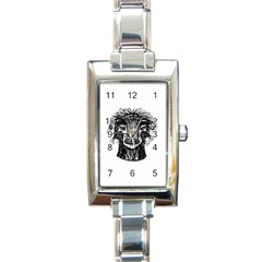 Fantasy Monster Head Drawing Rectangle Italian Charm Watch by dflcprints