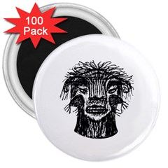 Fantasy Monster Head Drawing 3  Magnets (100 Pack) by dflcprints