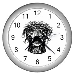 Fantasy Monster Head Drawing Wall Clocks (silver)  by dflcprints