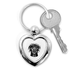 Fantasy Monster Head Drawing Key Chains (heart)  by dflcprints