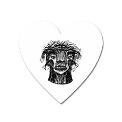 Fantasy Monster Head Drawing Heart Magnet by dflcprints