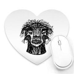 Fantasy Monster Head Drawing Heart Mousepads by dflcprints