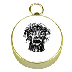 Fantasy Monster Head Drawing Gold Compasses by dflcprints