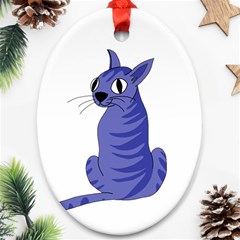 Blue Cat Ornament (oval)  by Valentinaart