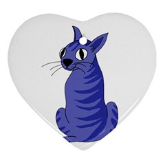 Blue Cat Ornament (heart) 