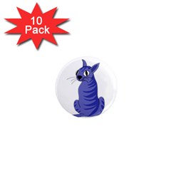 Blue Cat 1  Mini Magnet (10 Pack)  by Valentinaart