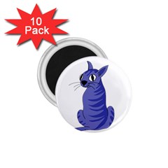 Blue Cat 1 75  Magnets (10 Pack)  by Valentinaart