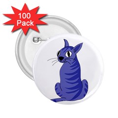 Blue Cat 2 25  Buttons (100 Pack)  by Valentinaart