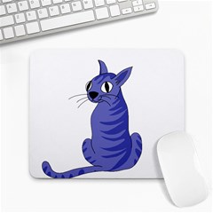 Blue Cat Large Mousepads by Valentinaart