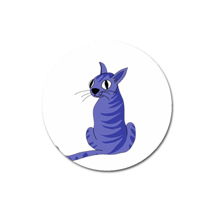 Blue cat Magnet 3  (Round)