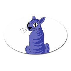 Blue Cat Oval Magnet by Valentinaart