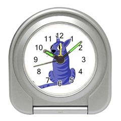 Blue Cat Travel Alarm Clocks by Valentinaart