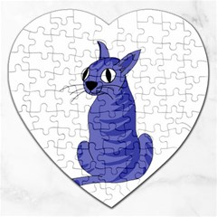 Blue Cat Jigsaw Puzzle (heart) by Valentinaart