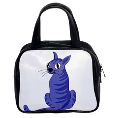 Blue Cat Classic Handbags (2 Sides) by Valentinaart