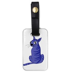 Blue Cat Luggage Tags (one Side)  by Valentinaart