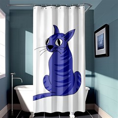 Blue Cat Shower Curtain 36  X 72  (stall)  by Valentinaart