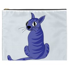 Blue Cat Cosmetic Bag (xxxl)  by Valentinaart