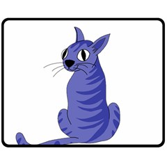 Blue Cat Double Sided Fleece Blanket (medium)  by Valentinaart