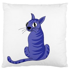 Blue Cat Large Flano Cushion Case (two Sides) by Valentinaart