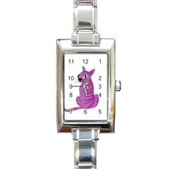 Purple Cat Rectangle Italian Charm Watch by Valentinaart