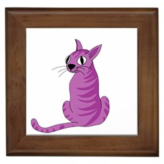 Purple Cat Framed Tiles by Valentinaart