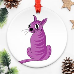 Purple Cat Ornament (round)  by Valentinaart