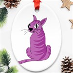 Purple cat Ornament (Oval)  Front