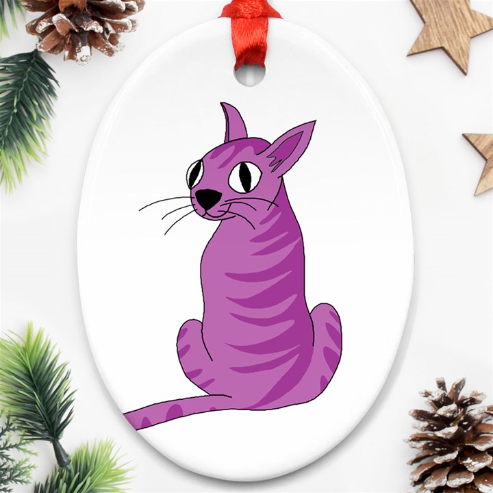 Purple cat Ornament (Oval) 