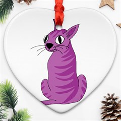 Purple Cat Ornament (heart)  by Valentinaart