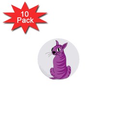 Purple Cat 1  Mini Buttons (10 Pack)  by Valentinaart