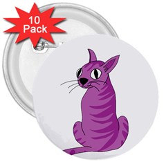 Purple Cat 3  Buttons (10 Pack)  by Valentinaart