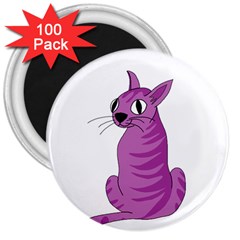 Purple Cat 3  Magnets (100 Pack) by Valentinaart