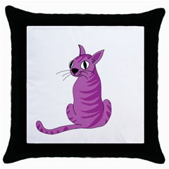 Purple Cat Throw Pillow Case (black) by Valentinaart