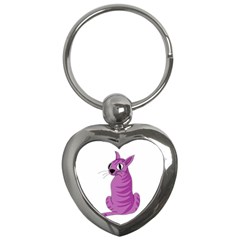 Purple Cat Key Chains (heart)  by Valentinaart