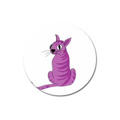 Purple Cat Magnet 3  (round) by Valentinaart