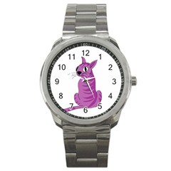 Purple Cat Sport Metal Watch by Valentinaart