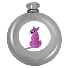 Purple Cat Round Hip Flask (5 Oz) by Valentinaart