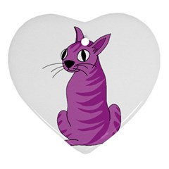 Purple Cat Heart Ornament (2 Sides)