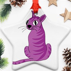 Purple Cat Star Ornament (two Sides)  by Valentinaart