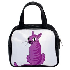 Purple Cat Classic Handbags (2 Sides) by Valentinaart