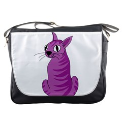 Purple Cat Messenger Bags by Valentinaart