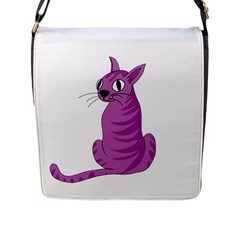 Purple Cat Flap Messenger Bag (l)  by Valentinaart