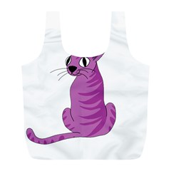 Purple Cat Full Print Recycle Bags (l)  by Valentinaart