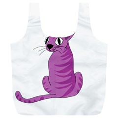 Purple Cat Full Print Recycle Bags (l)  by Valentinaart