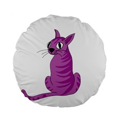 Purple Cat Standard 15  Premium Flano Round Cushions by Valentinaart