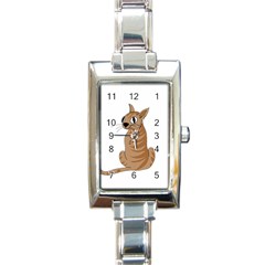 Brown Cat Rectangle Italian Charm Watch by Valentinaart