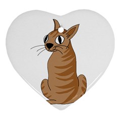 Brown Cat Ornament (heart)  by Valentinaart