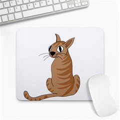 Brown Cat Large Mousepads by Valentinaart