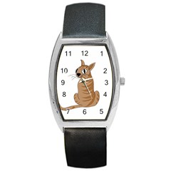 Brown Cat Barrel Style Metal Watch by Valentinaart