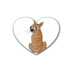 Brown Cat Heart Coaster (4 Pack)  by Valentinaart